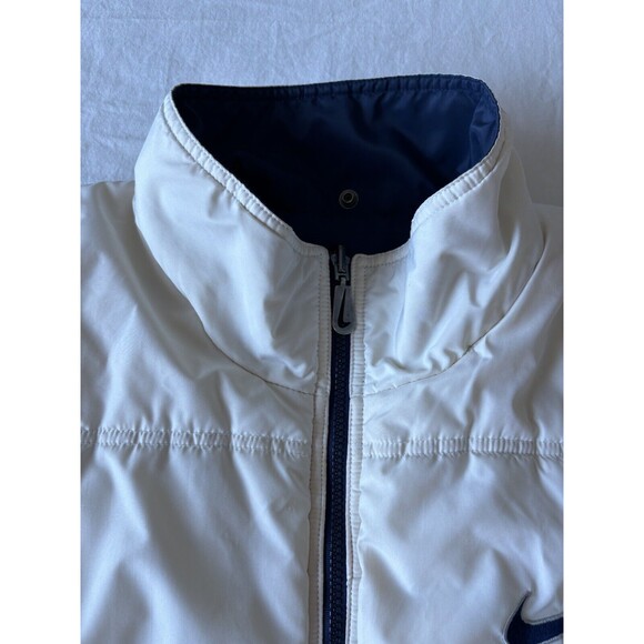 VTG Nike Jacket Mens XXL 2XL Big Swoosh Reversible Parka Stadium Coat Blue Long - Picture 8 of 15